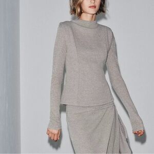 Zara NWT taupe gray top